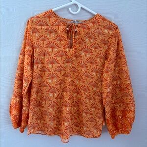 NIC+ZOE Orange Patterned Blouse